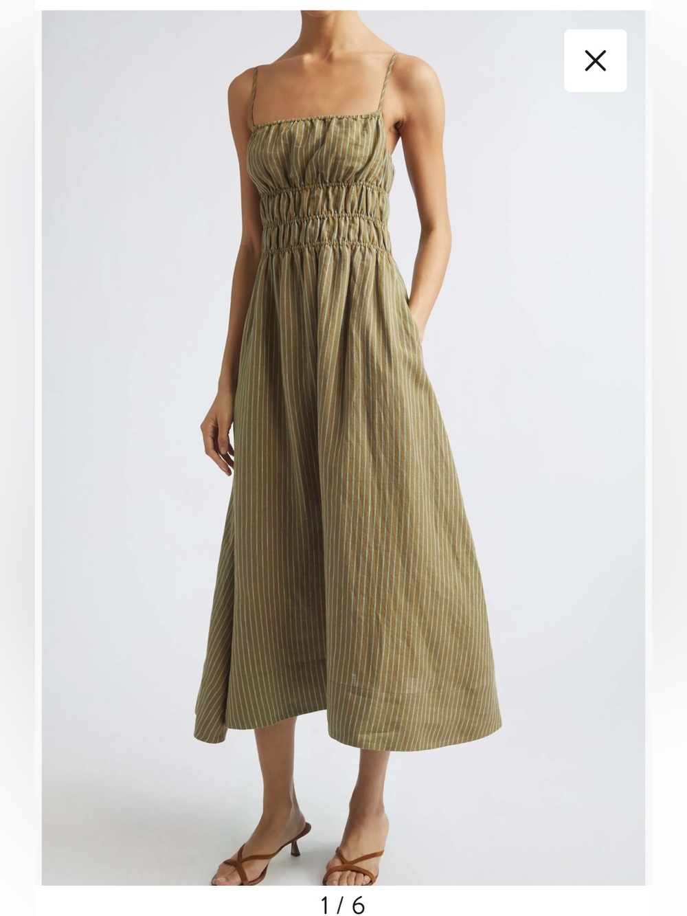 NWT Staud PORTO STRIPE AYLA LINEN SUNDRESS Size S